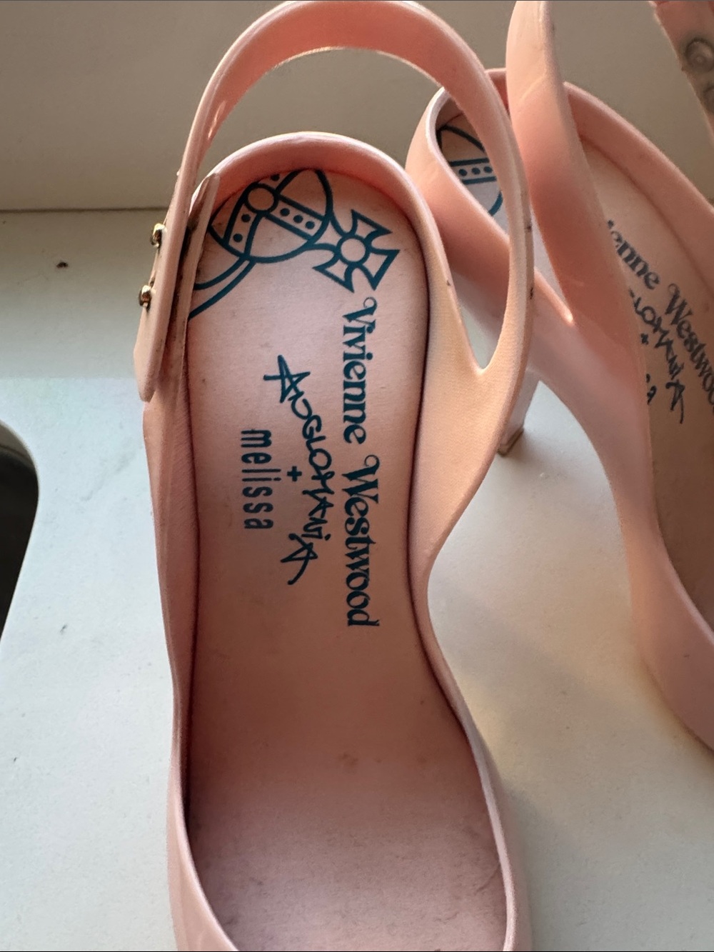 Vivienne Westwood anglomania Pink Slingback Heels with Teal Bow classic see pic - Picture 2 of 9
